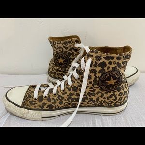 Size 8 M 10 W Vintage Limited Edition Converse All Star Hi Tops Cheetah/Gold